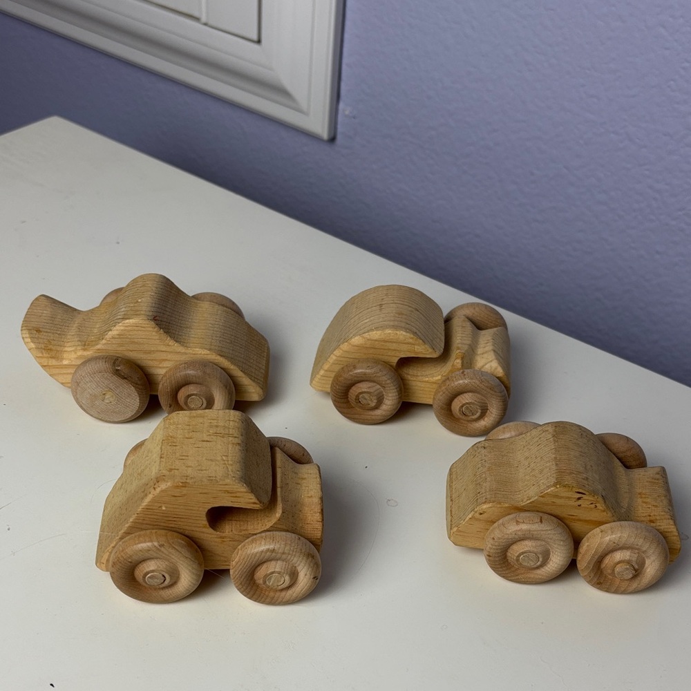 Vintage Wooden Block Toy Car Set